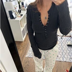 Black free people long sleeve Henley